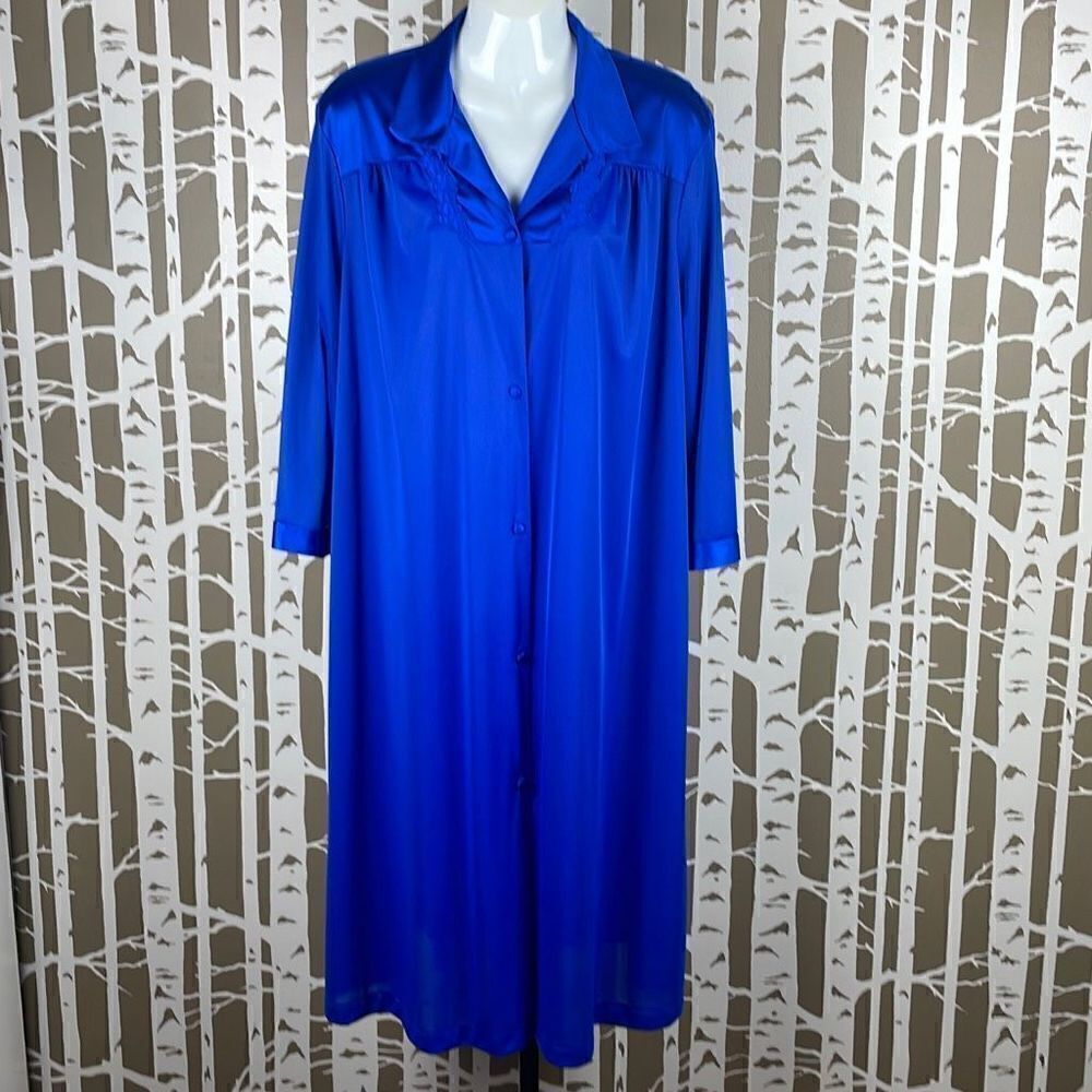Vanity Fair Vintage House Dress Robe 40 Cobalt Blue